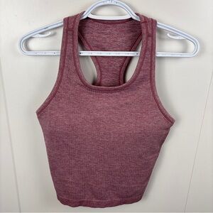 CRZ Yoga sz M-L Seamless Ribbed High Neck Sports Bra Racerback Tank Top Pink